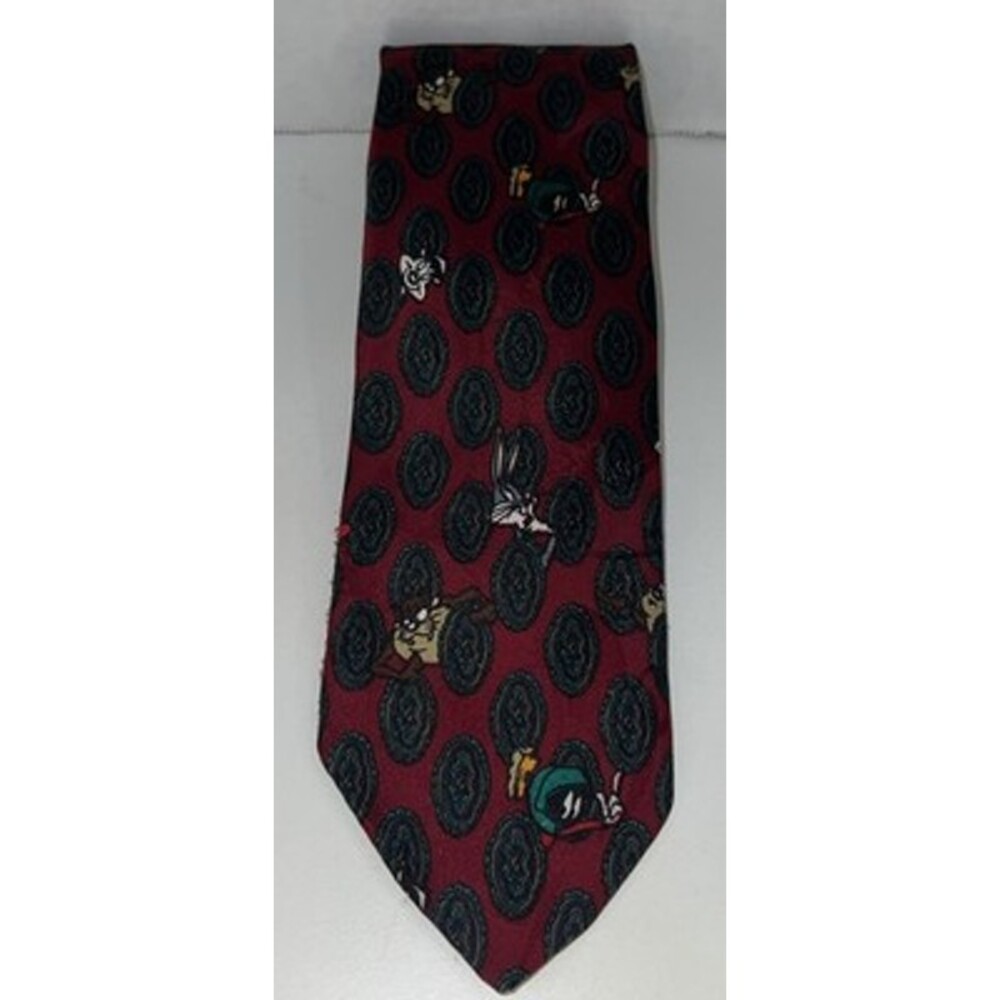 Vintage WB Looney Tunes Bugs Bunny, Taz, Marvin The Martian Mens Tie Red, Etc.